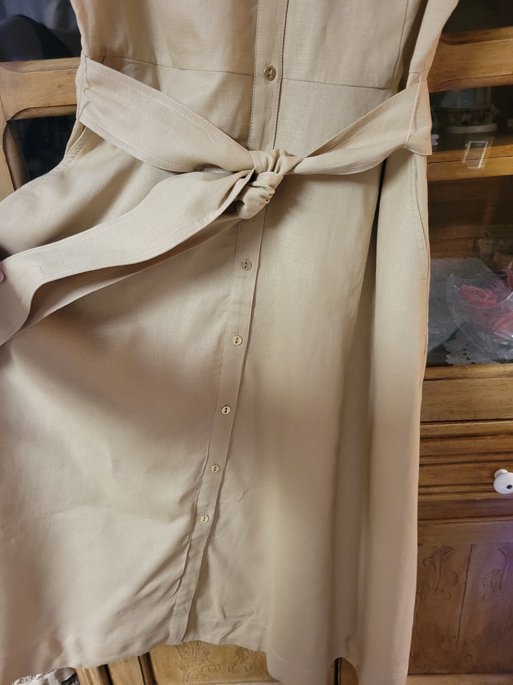 NWT Ann Taylor Linen Blend Collared Button-Front Shirt Dress w/ Pockets Sz 12 - Picture 9 of 9
